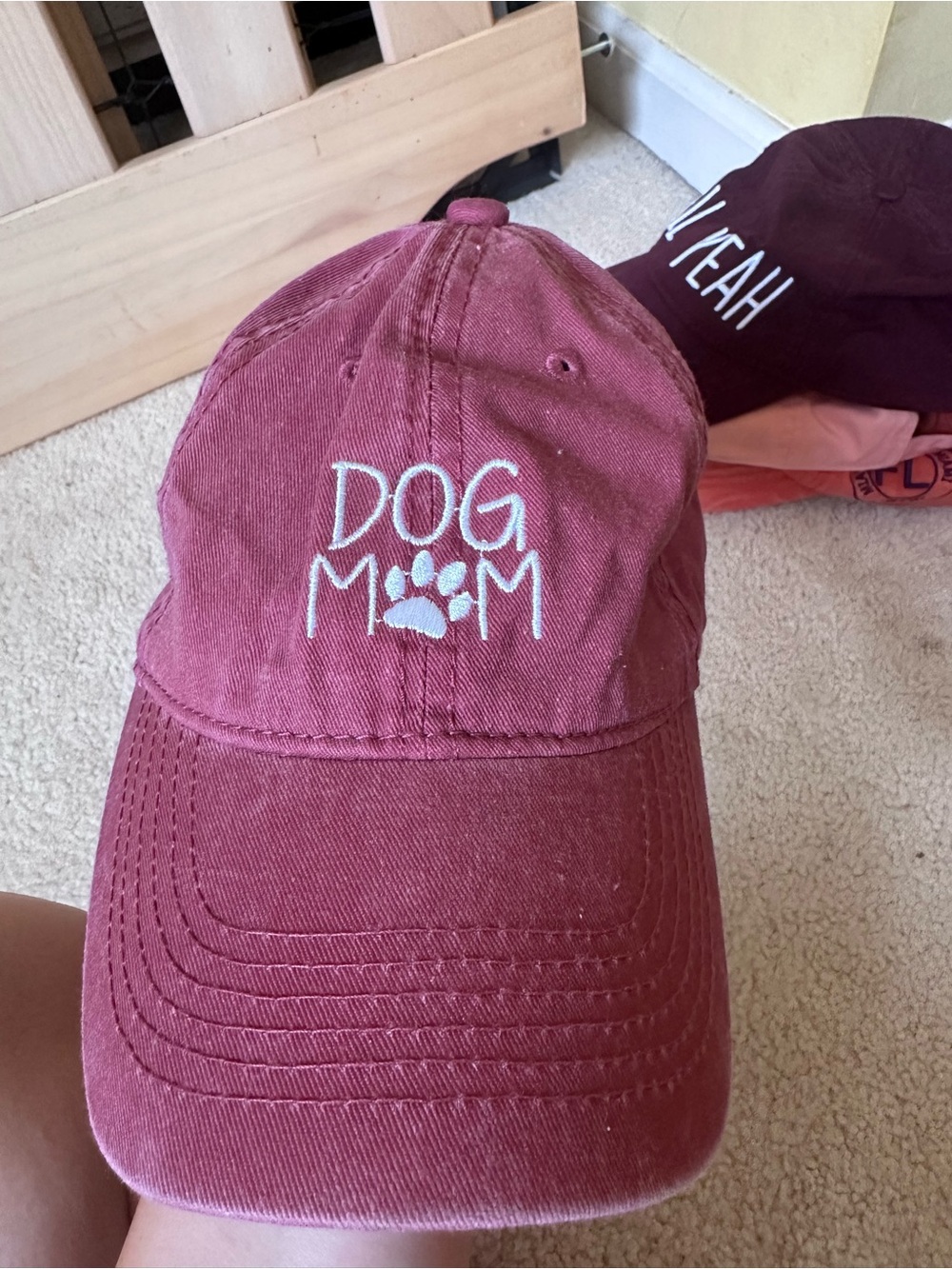 Altar'd State Burgundy 'Dog Mom' Embroidered Baseball Cap